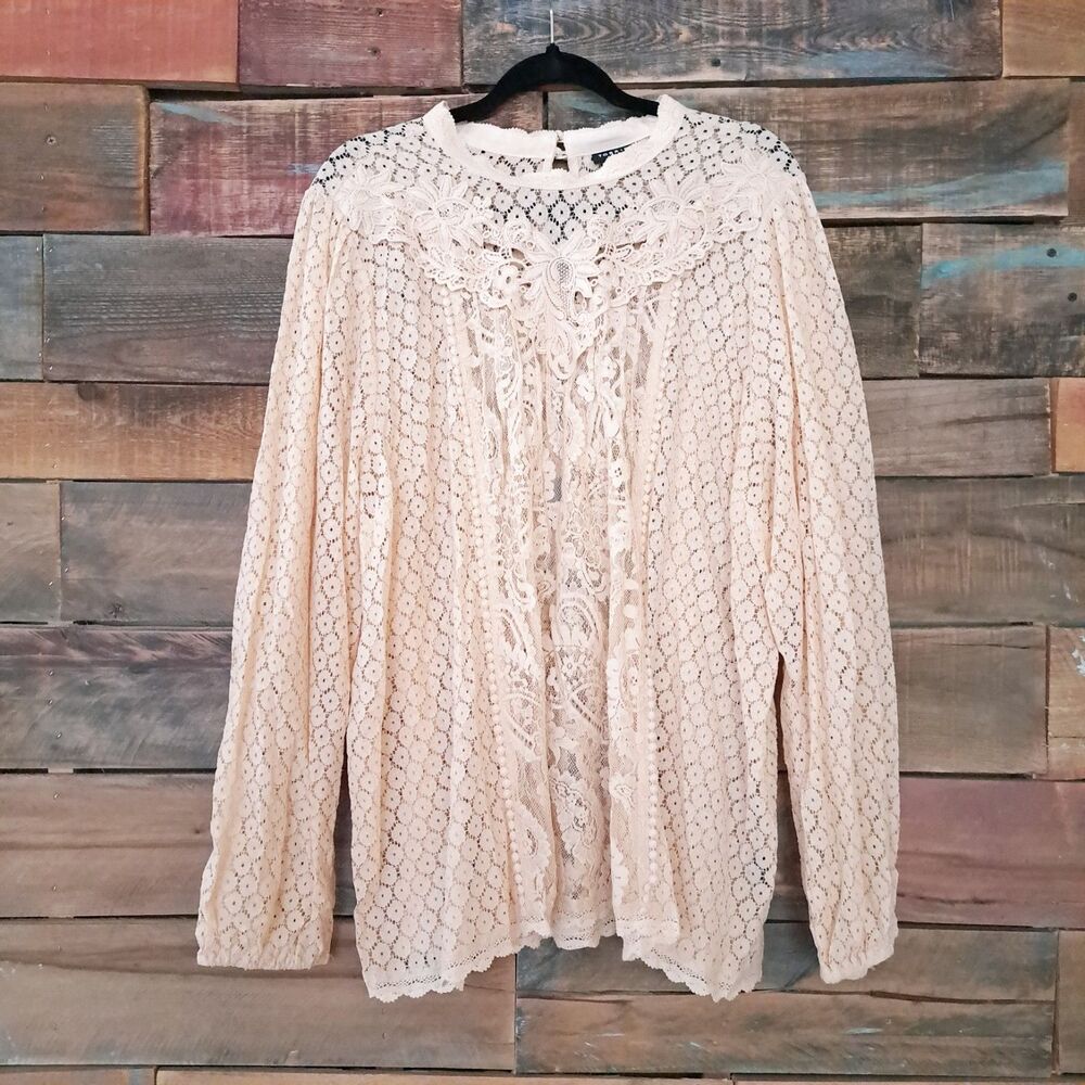 Torrid Women's Top Size 4X  Mixed Lace High Neck Feminine Prairie Cottage core